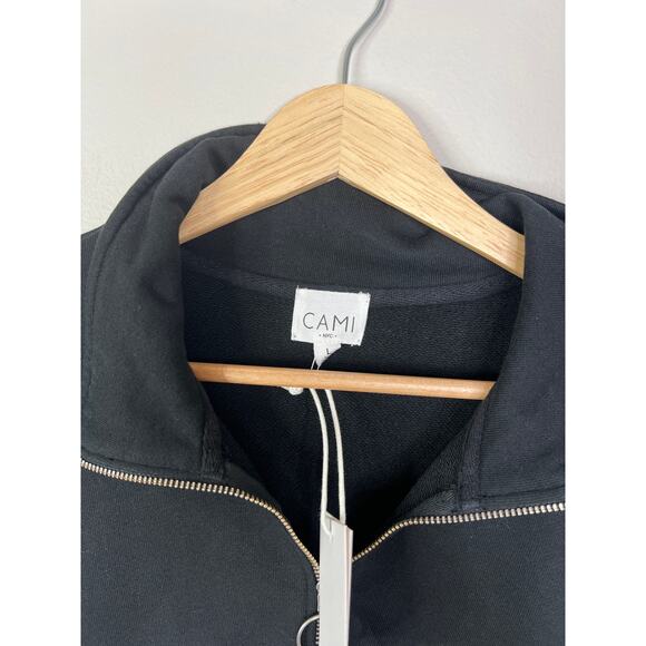 NWT Cami NYC Margaret Gathered French Cotton-Terry Half Zip Sweatshirt Pullover - Picture 5 of 10